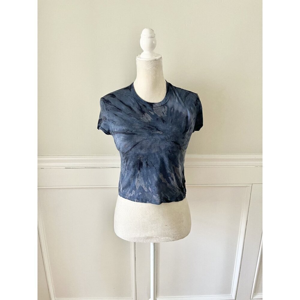 RTA Road To Awe Tie Dye Babydoll Tee XS Blue Black